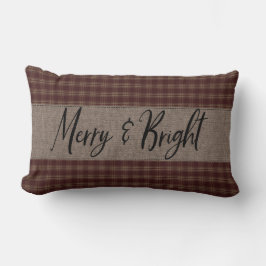 Cojín Lumbar Primitivas Navidades Burgundy Homespun Merry