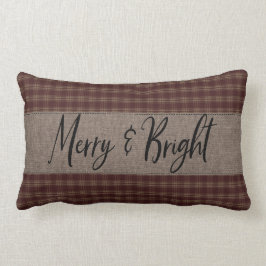 Cojín Lumbar Primitivas Navidades Burgundy Homespun Merry