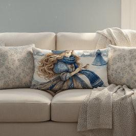 Cojín Lumbar Princesa de fantasía de invierno en tierra de cuen