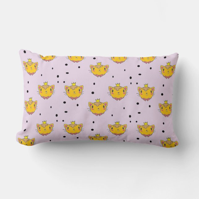 Cojín Lumbar Princesa Kitty cat en morado (Anverso)