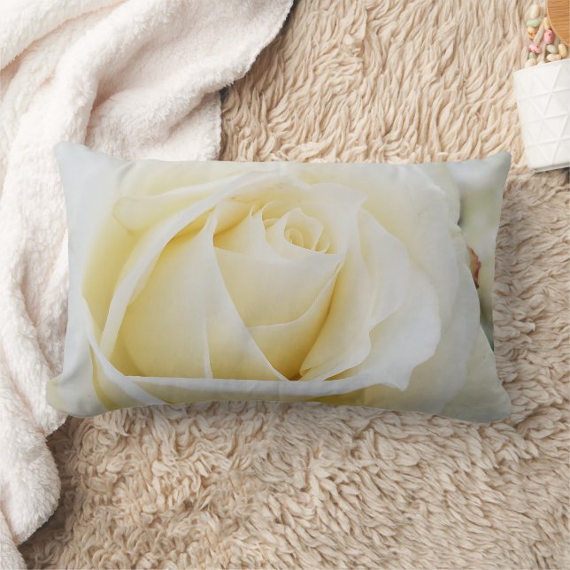 Cojín Lumbar Pristina foto de cierre de rosa blanca (Manta)