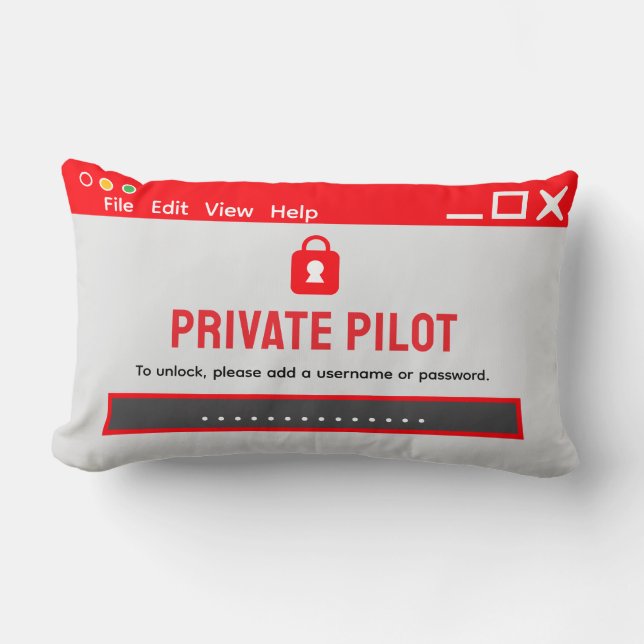 Cojín Lumbar Private Pilot “Password Required” Throw Pillow (Anverso)