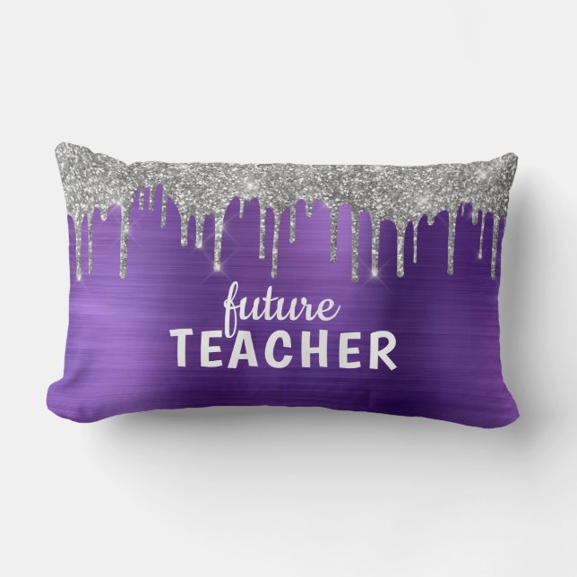 Cojín Lumbar Profesor Metalizado cepillado púrpura personalizad (Anverso)