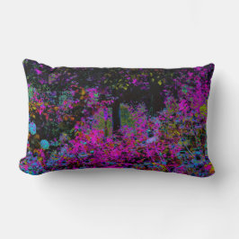 Cojín Lumbar Psicodelia Rosa Caliente y Amanecer del Jardín Neg