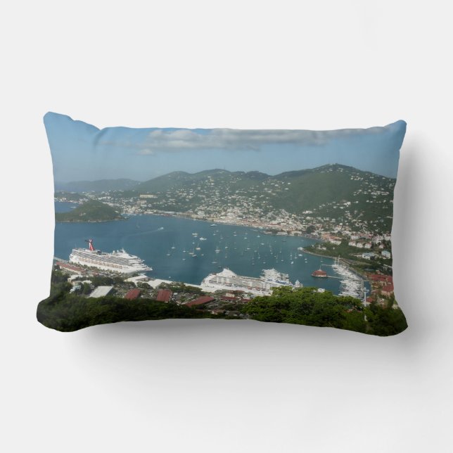 Cojín Lumbar Puerto de St. Thomas Islas Vírgenes Estadounidense (Anverso)