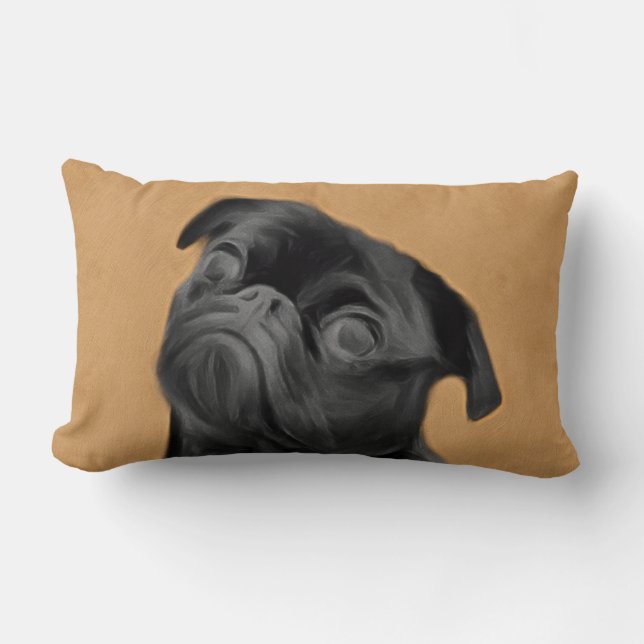 Cojín Lumbar Pug negro (Anverso)