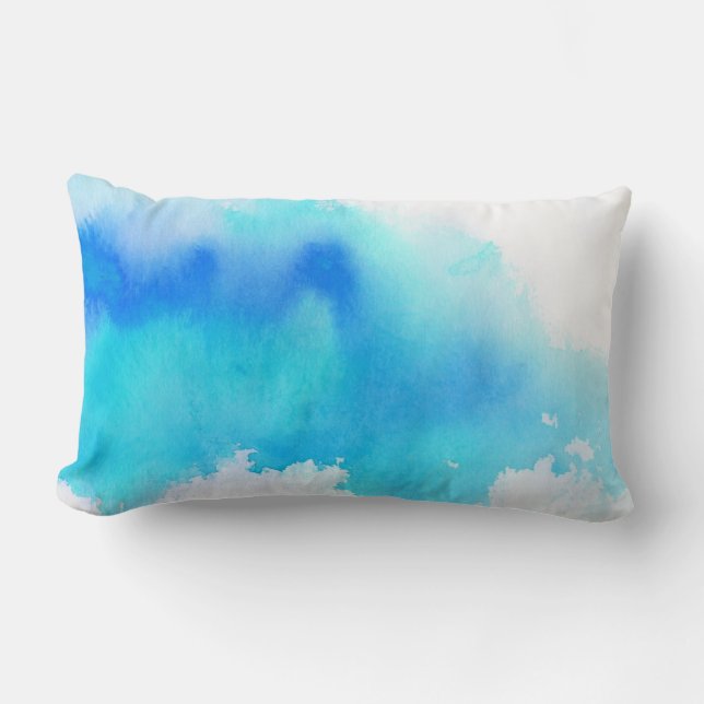 Cojín Lumbar Punto azul, pintado a mano abstracto de la (Anverso)