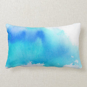 Cojín Lumbar Punto azul, pintado a mano abstracto de la