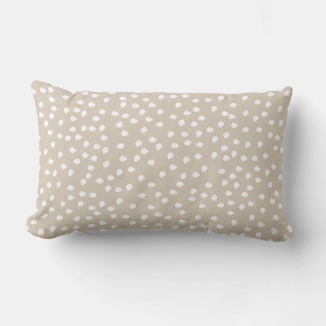 Cojín Lumbar Punto mínimo de polka beige y blanco (Anverso)