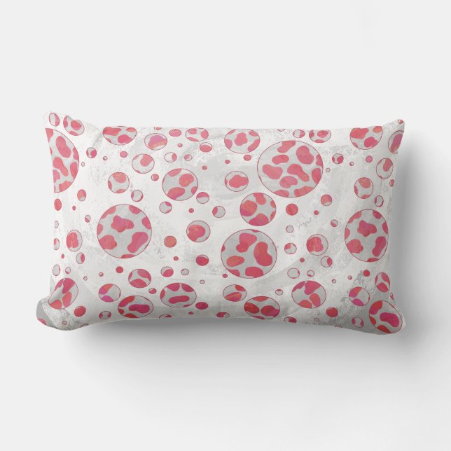 Cojín Lumbar Punto Polka Dalmatia rosa y blanco (Anverso)