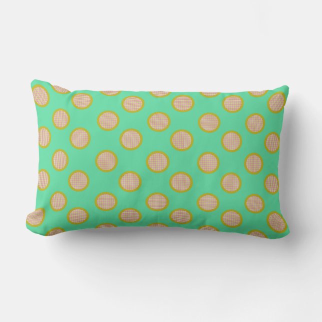 Cojín Lumbar Puntos de Gingham, Pillow Lumbar Verde (Anverso)