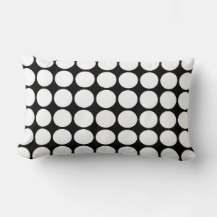 Cojín Lumbar Puntos de Polka Blanco sobre el negro