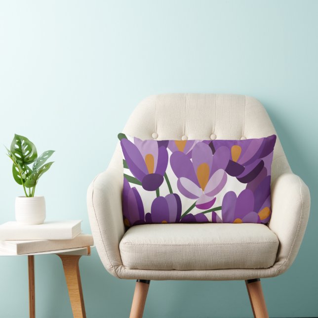 Cojín Lumbar Purple Crocus Floral (Silla)
