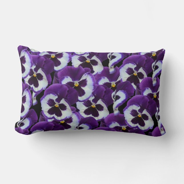 Cojín Lumbar Purple Pansy Bouquet Lumbar Lounge Cushion (Anverso)