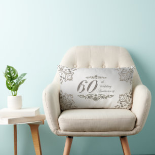 Cojín Lumbar Purpurina 60° Aniversario Boda Lumbar Pillow