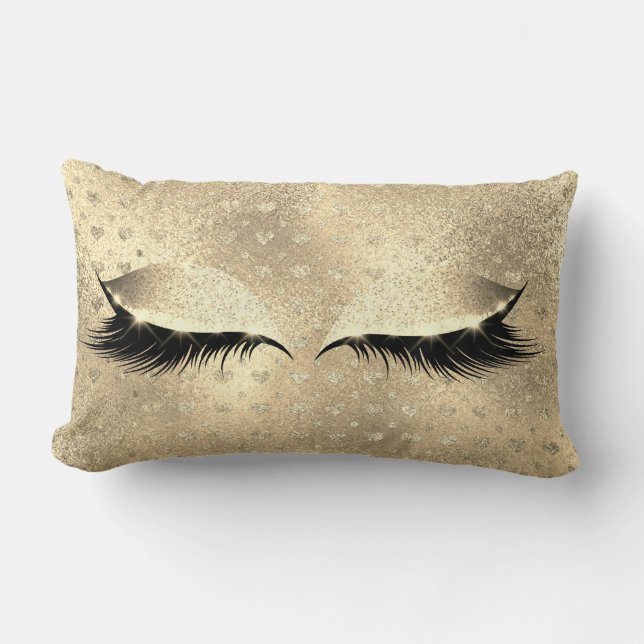 Cojín Lumbar Purpurina Black Makeup Eye Aplasta El Oro Champaig (Anverso)