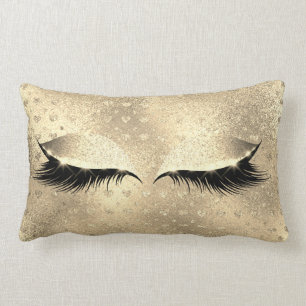 Cojín Lumbar Purpurina Black Makeup Eye Aplasta El Oro Champaig