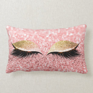 Cojín Lumbar Purpurina Black Makeup Lazas Ojo Rosa Rosa