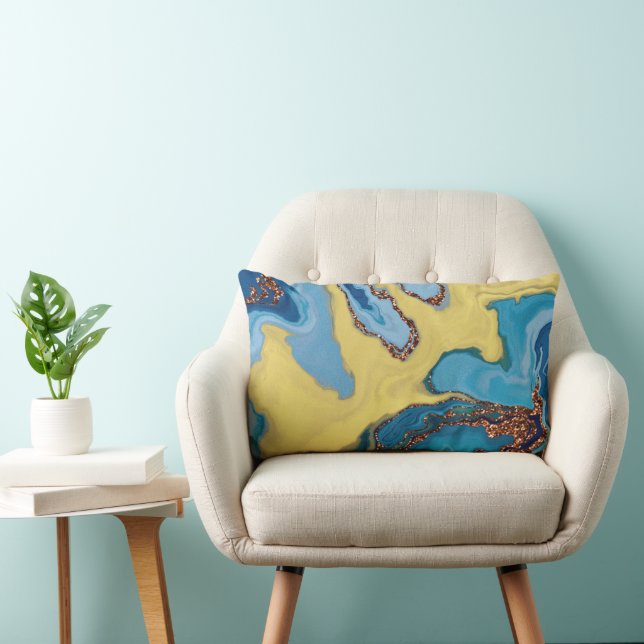 Cojín Lumbar Purpurina de oro azul y amarillo moderno lugar abs (Silla)