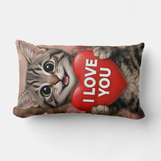 Cojín Lumbar Purpurina el gatito de Navidad "Te Amo"