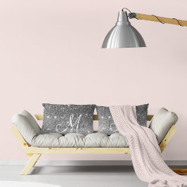 Cojín Lumbar Purpurina Gris moderno marca nombre personalizado