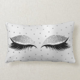 Cojín Lumbar Purpurina Gris Plata Ojos Maquillaje Lázagos Swaro