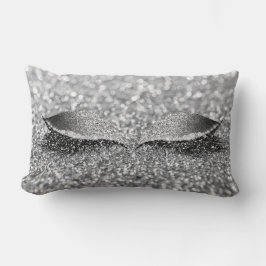 Cojín Lumbar Purpurina gris plateado Lash Glam Makeup Monocromá