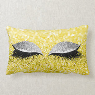 Cojín Lumbar Purpurina gris plateado Lemon negro maquillaje lim
