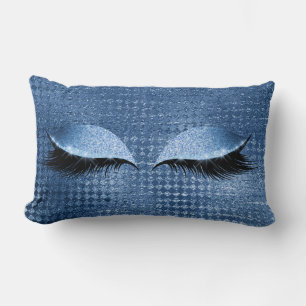 Cojín Lumbar Purpurina metálico azul Denim Oyes Makeup Lashes