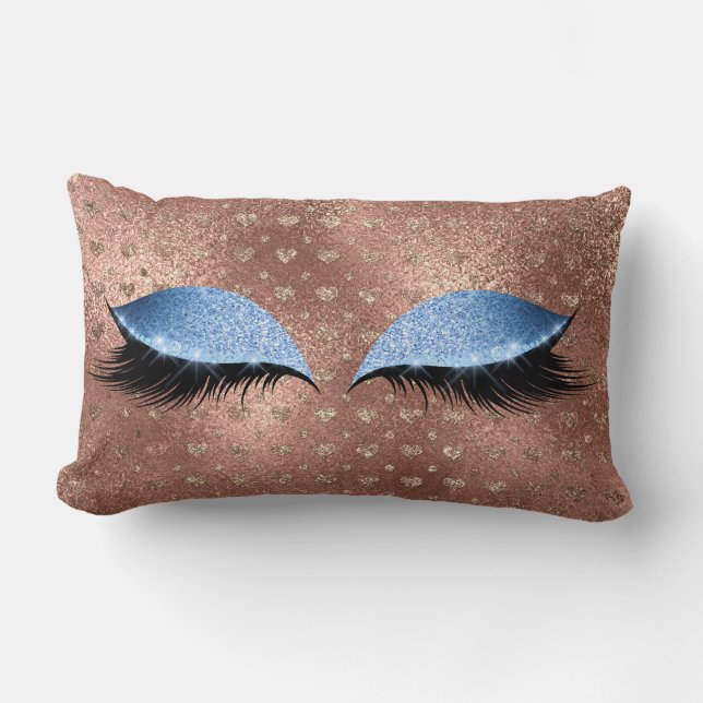 Cojín Lumbar Purpurina metálico de ojos azules maquillaje latig (Anverso)