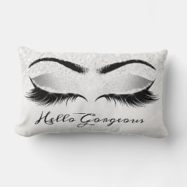 Cojín Lumbar Purpurina Ojos Maquillaje Lazas Gris Plateado Gorg