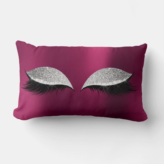 Cojín Lumbar Purpurina Plata Gato de Goma Negro Makeup Ruby Ros (Anverso)