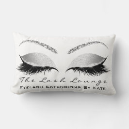 Cojín Lumbar Purpurina plateado Cristal blanco negro pestañas o