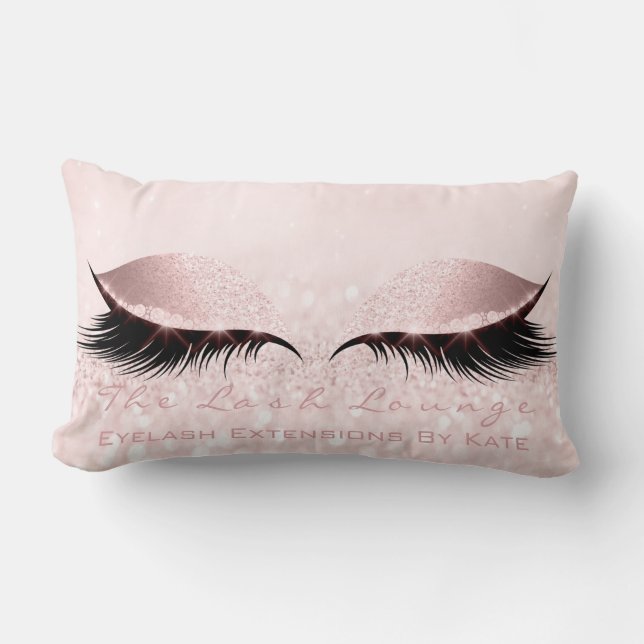 Cojín Lumbar Purpurina Rosa Makeup Lash Eye Princesa Pastel (Anverso)
