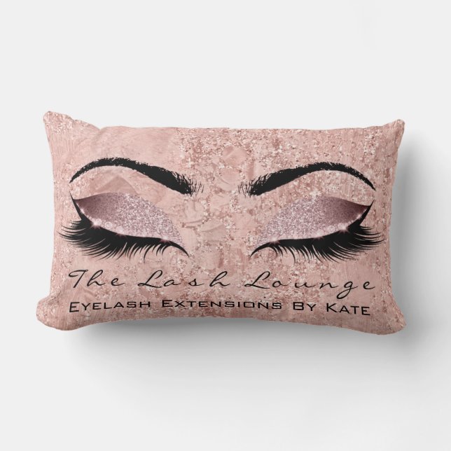 Cojín Lumbar Purpurina Rosa Rosa Dorado Rosa Maquillaje Spa Bel (Anverso)