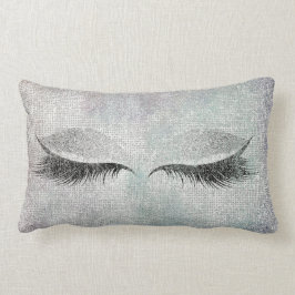 Cojín Lumbar Purpurina Silver Sequin Black Painting Makeup Lash