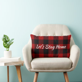 Cojín Lumbar "Quedémonos en casa" en Buffalo Plaid