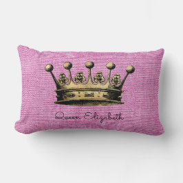 Cojín Lumbar Queen Elizabeth Custom Name Royal Gold Crown