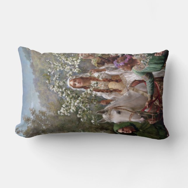 Cojín Lumbar Queen Guinevere's Maying (by John Collier) (Anverso)