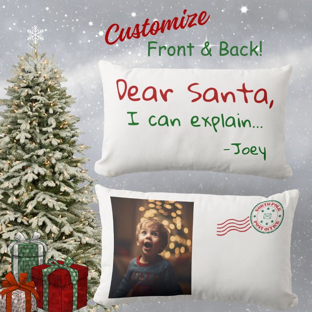 Cojín Lumbar Queridos Navidades graciosos de Santa Claus, adora (Cute Christmas keepsake pillow for kids or adults! Men and women would enjoy this holiday gift.)
