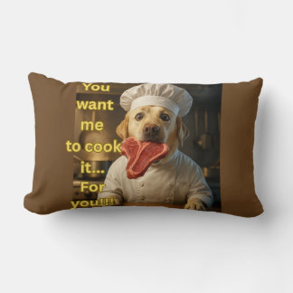 Cojín Lumbar “¿Quieres que lo cocine?” Diseño divertido de perr