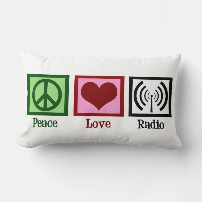 Cojín Lumbar Radio del amor de la paz (Anverso)