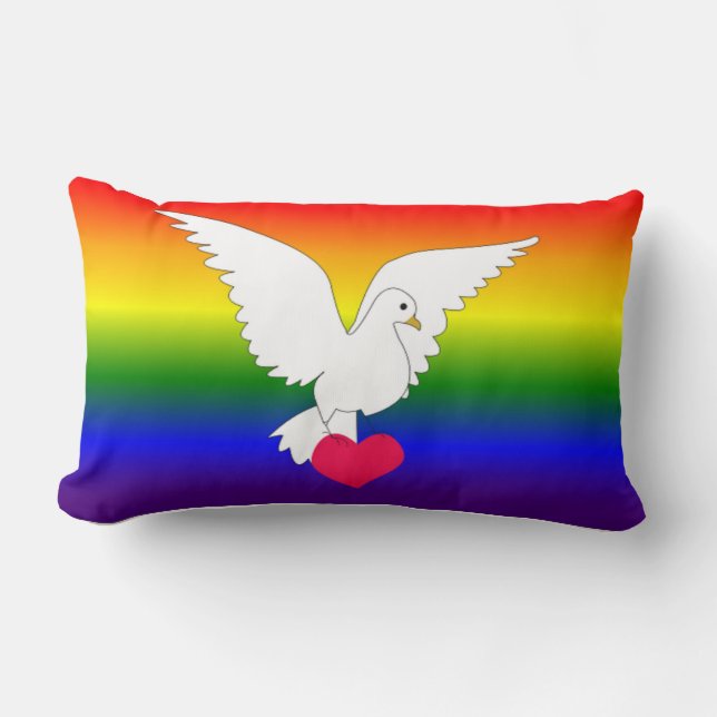 COJÍN LUMBAR RAINBOW HEART DOVE (Anverso)