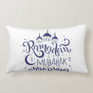 Cojín Lumbar Ramadán Mubarak Pillow BLueNoche Luna Luz de almoh