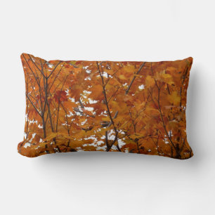Cojín Lumbar Ramas de hojas de arce I Otoño naranja