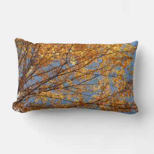Cojín Lumbar Ramas de hojas de arce II Otoño naranja