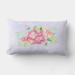 Cojín Lumbar Ramo de flores de acuarela rosa elegante