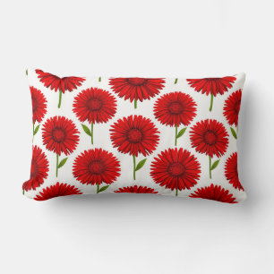 Cojín Lumbar Ramo de Gerbera Daisy Roja