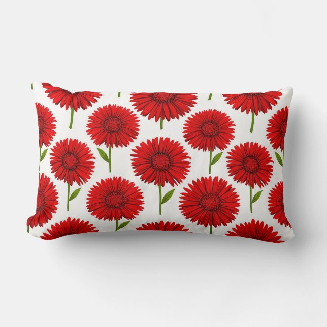 Cojín Lumbar Ramo de Gerbera Daisy Roja (Anverso)
