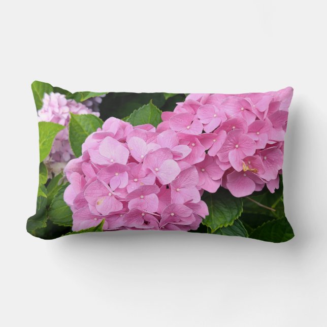 Cojín Lumbar Ramos rosados de hortensias (Anverso)